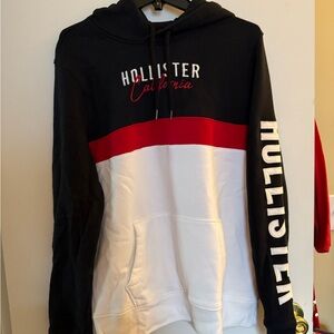 Hollister Men's Tri-Color Hoodie - Black, Red, White